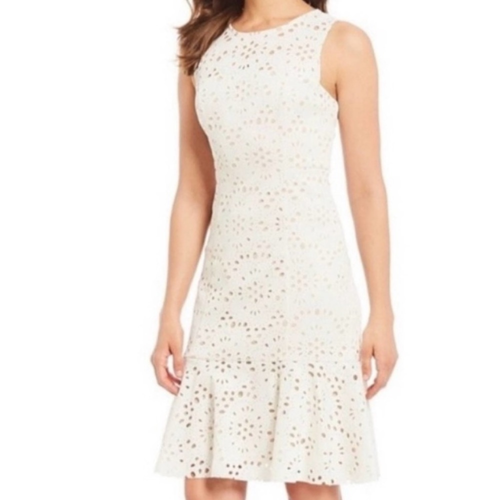 Eliza J white/ivory laser cutout dress